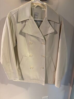 Anthropologie Maeve faux leather peacoat cream size xs nwot